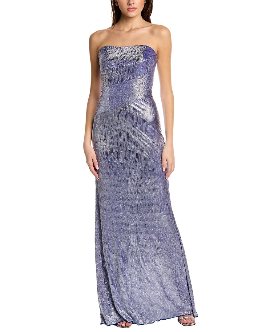 Discount π women Rene Ruiz Strapless Metallic Knit Gown π