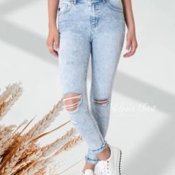 Discount β Kancan π© women Distressed Ankle Skinny Jean in Acid Wash π