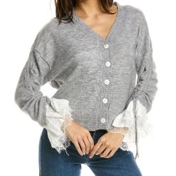 Discount ✨ STELLA & LORENZO 👩 women Stella + Lorenzo Flounce Cuff Cardigan 🌟