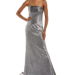Deals π€© women Rene Ruiz Strapless Metallic Knit Gown π