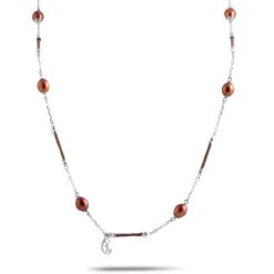 Discount π women Charriol Pearl Stainless Steel Bronze PVD Brown Pearls Long Necklace π