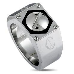 New β women Charriol Rotonde Stainless Steel Black Epoxy Band Ring π―