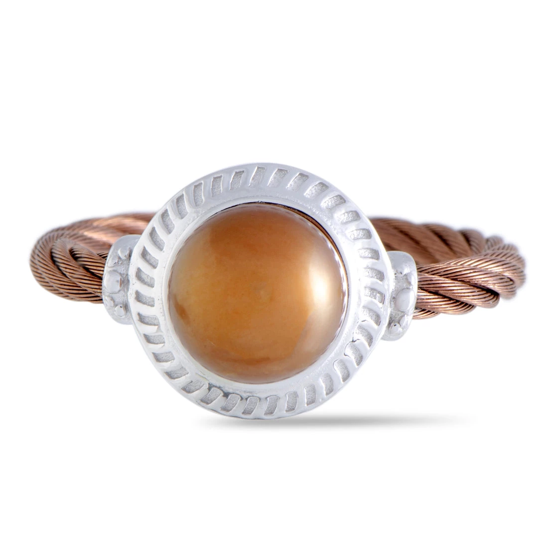 Top 10 π€© women Charriol Pearl Stainless Steel and Bronze PVD Brown Pearl Round Cable Ring π₯ - Image 5