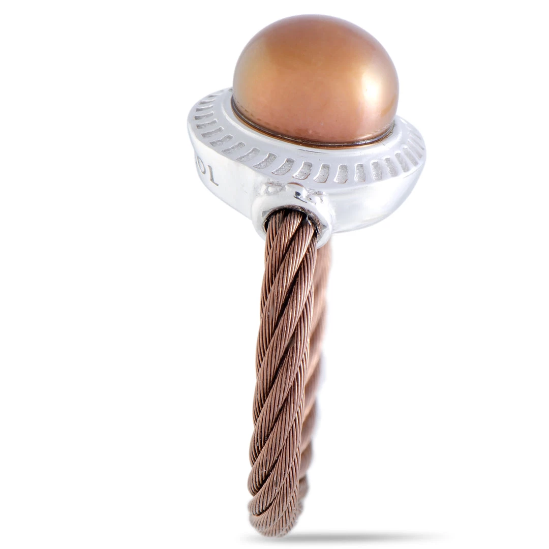 Top 10 π€© women Charriol Pearl Stainless Steel and Bronze PVD Brown Pearl Round Cable Ring π₯ - Image 3