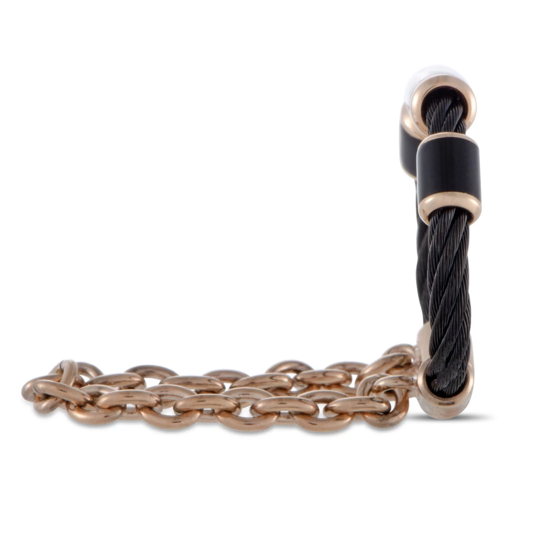 Cheapest π women Charriol St. Tropez Stainless Steel Pink and Black PVD Black Enamel Cable and Chain Band Ring β¨ - Image 3