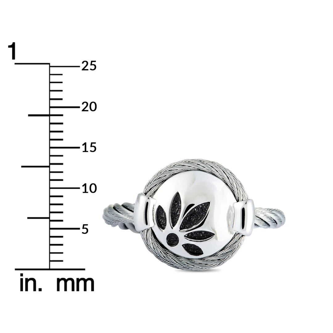 Buy β women Charriol Bamboo Stainless Steel Rhodium Plated Black Rubber and Black Lacquer Cable Ring π - Image 6