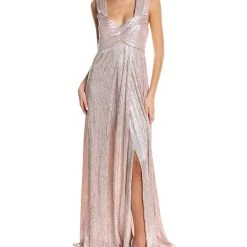 Brand new 𧨠women Rene Ruiz Crinkled Metallic Gown β