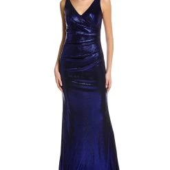 Hot Sale π women Rene Ruiz Metallic Stretch Gown π₯°
