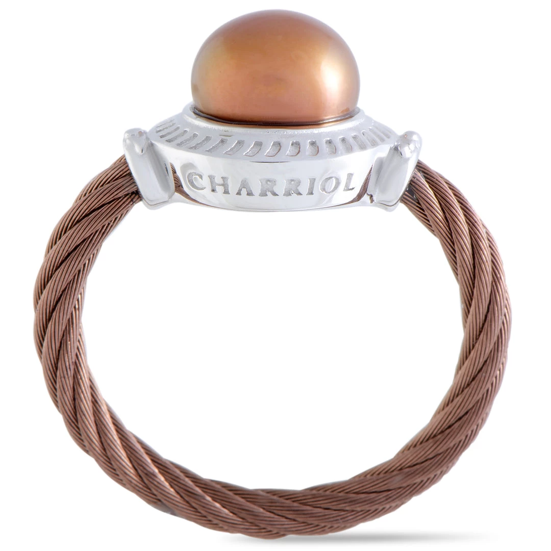 Top 10 π€© women Charriol Pearl Stainless Steel and Bronze PVD Brown Pearl Round Cable Ring π₯ - Image 2