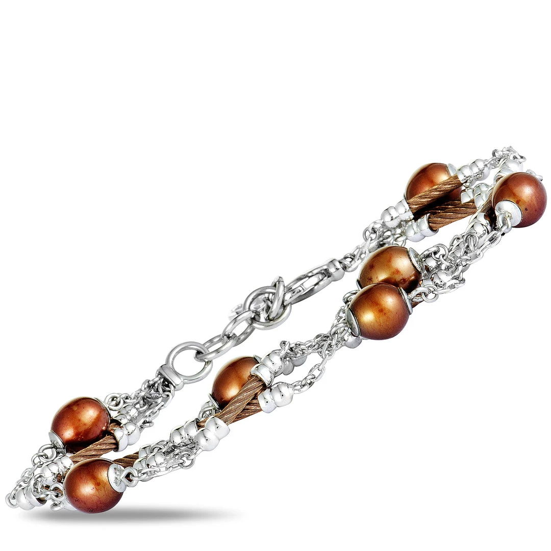 Best Sale π€© women Charriol Pearl Stainless Steel and Bronze PVD Brown Pearls Bracelet π
