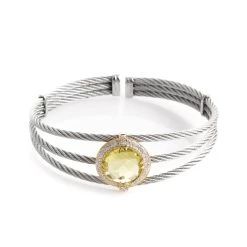 Cheap π€© women Charriol Celtic Classique Stainless Steel Yellow Gold Plated Diamonds and Lemon Citrine Cable Bangle Bracelet π