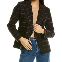 Wholesale π₯ STELLA & LORENZO π© women Stella + Lorenzo Plaid Wool-Blend Blazer π€©