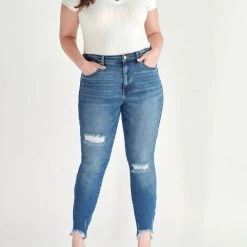 Cheap 😍 Kancan 👩 women Gemma Plus High Rise Ankle Skinny 👖 Jeans in Medium Wash 🎁