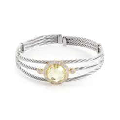 Flash Sale π€© women Charriol Celtic Cable 18K Stainless Steel Lemon Citrine & Diamond Bangle β¨