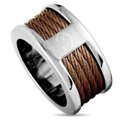 Brand new β€οΈ women Charriol Forever Stainless Steel and Bronze PVD Cable Band Ring π₯