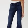 Budget ❤️ Kancan 👩 women Petite Mid Rise Flare Jean in Dark Indigo 🌟