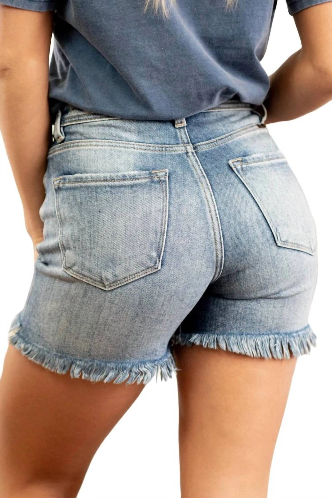 Discount β¨ Kancan π© women High Rise Fray Hem Shorts in Medium Wash β - Image 2