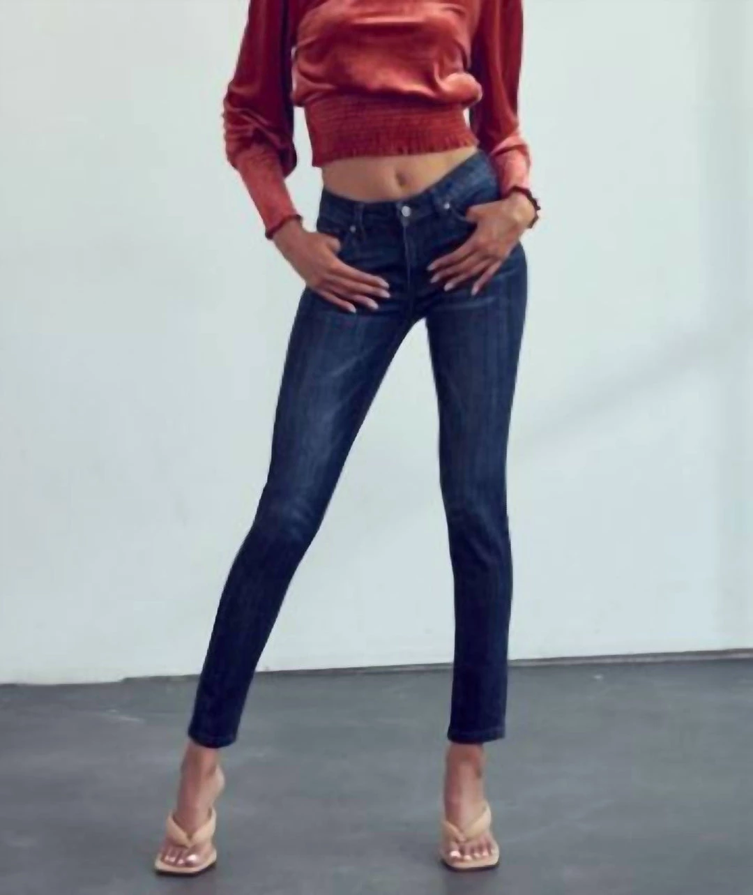 Best Sale π₯° Kancan π© women Mid-Waist Skinny π Jeans in Dark Blue π
